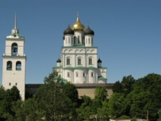 Pskov city, Russia. Kremlin. Hotels, city tour
